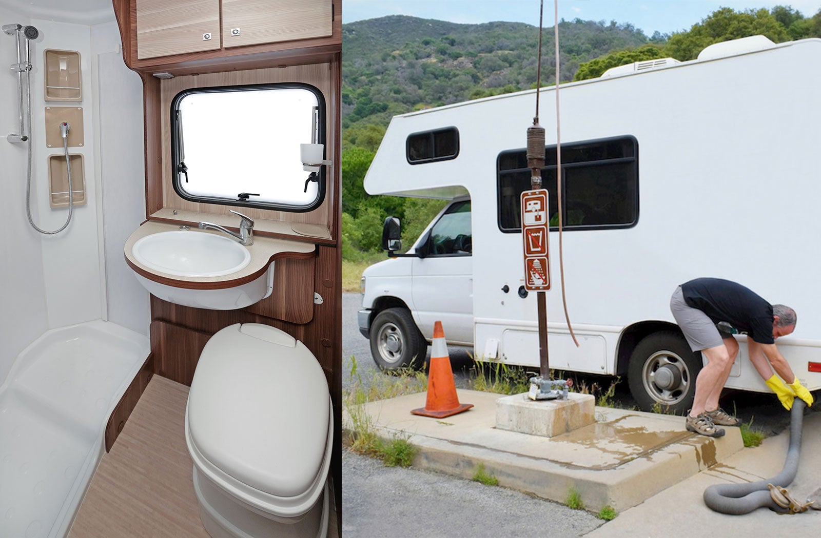 Portable RV/camper toilet and holding tank setup in Augusta, Georgia