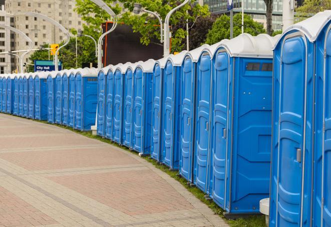 Seasonal porta potty units set up at a Augusta, Georgia venue