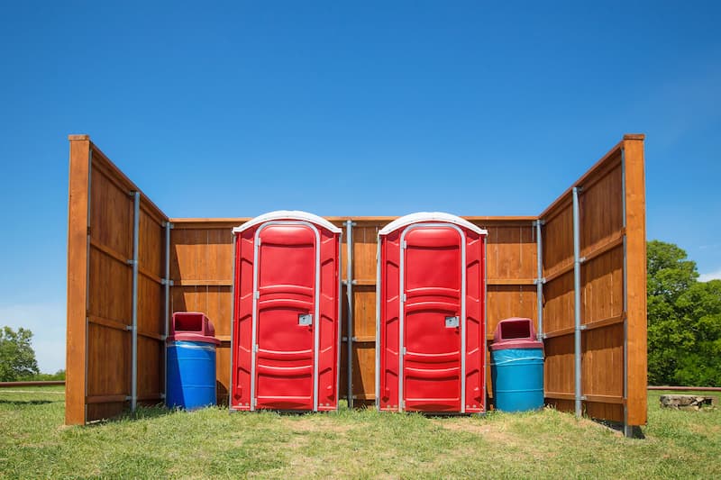 Short-term porta potty units staged for delivery in Augusta, Georgia